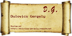 Dulovics Gergely névjegykártya